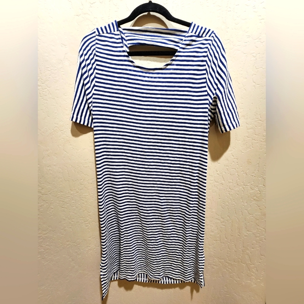 1804 Stripe blue beige dress M